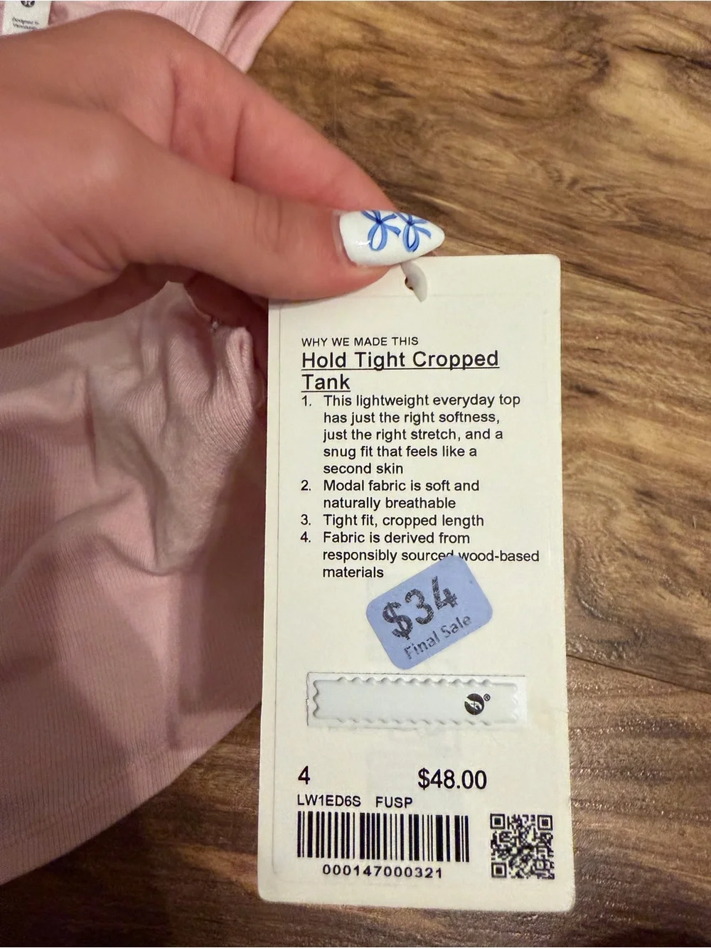 LULULEMON TANK TOP NEVER WORN SIZE 4